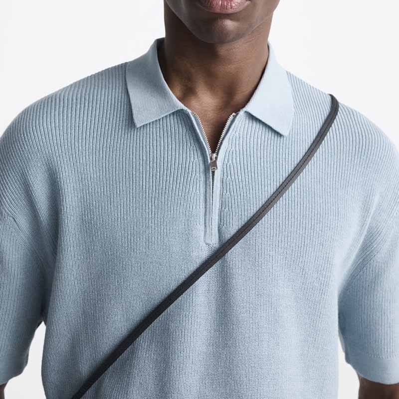 Mænd strikede polo -skjorte af høj kvalitet 100% bomuldstrikket polokrave designer