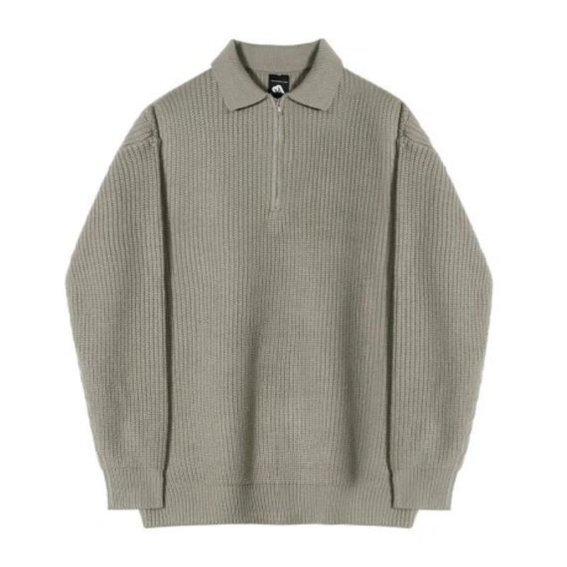 Pullover jumper mænds efterår og vinter fortykket halvt skildpadde lynlås sweater