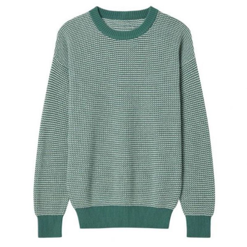 Mænds mix farve strikket pullover crewneck langærmet sweater